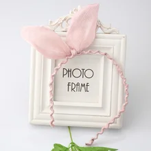Rabbit Ears Hair Accessories Hairbands Solid Color Wave Bowknot Headbands Women Lace Bunny Ear Headdress for Party Prom Dress