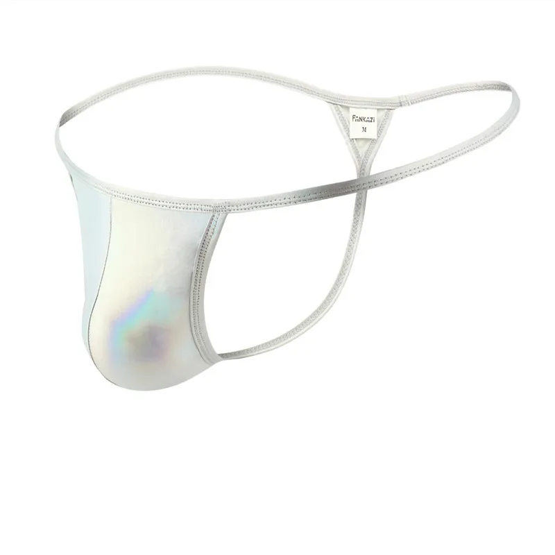 

Sexy Thongs G-string Gay Underwear Men Lingerie Solid Low Waist U Convex Pouch Faux Leather T-panties cueca calzoncillo S-XL