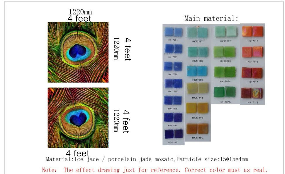 Подгонянный нарисованный Павлин искусство проблеск ледяной нефрит мозаичная плитка для дома гостиной гостиничный зал настенные украшения