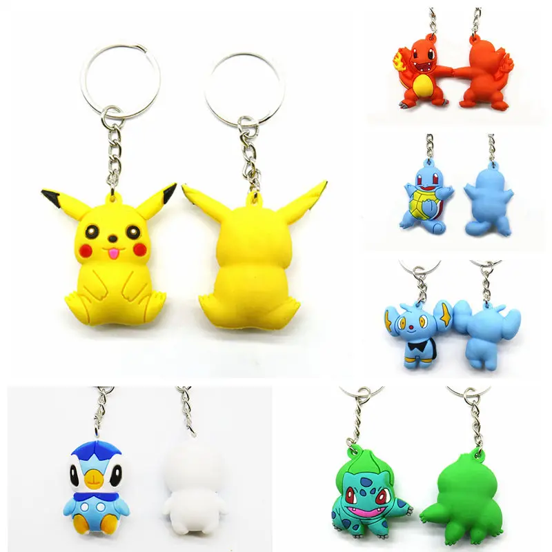 

Cartoon Pokemon Pikachu Squirtle Psyduck Keychain Pocket Monsters Figure Key Chains Fit Bag Pendant Car Keyring Toy For Children