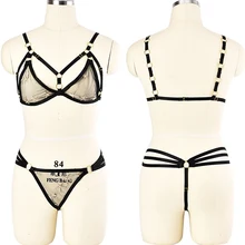 Золотой тон прозрачной сетки вышивка звезды тело использовать пояс сексуальное женское белье комплект держатель бутылки бюстгальтер+ внизу трусики стринги