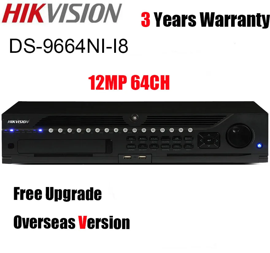 Hikvision NVR DS-9664NI-I8 12MP 64CH Поддержка 8 SATA H.265 английская версия сетевой