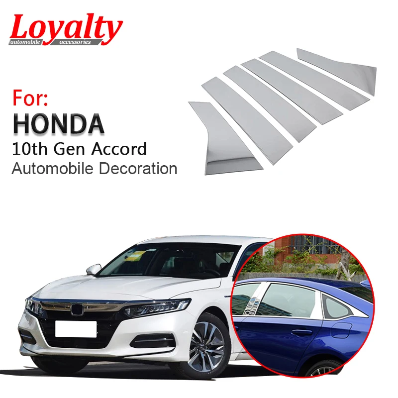 For Honda Accord 10th 2018 Stainless Steel Car Window Protective Cover Trim 6pcs