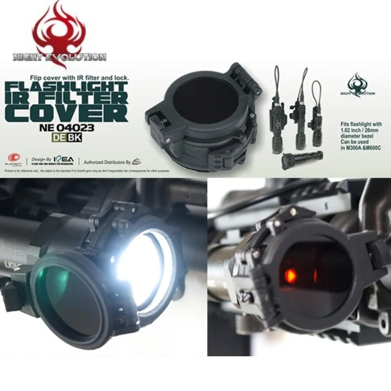 

Night Evolution Softair M300 M600 Tactical Flashlight IR Filter Flip Cover Airsoft Weapon Gun light Accessories NE04023