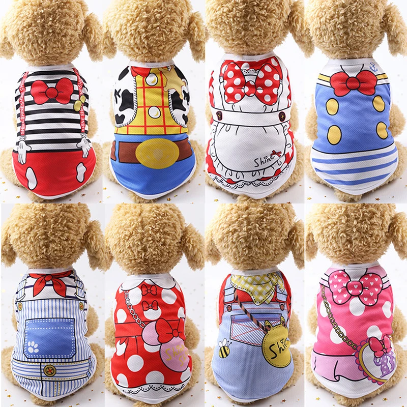 

Fashion Cartoon Printed Cat Vest Breathable Mesh Clothes for Small Dogs Puppy Pet Shirt in Spring and Summer chihuahua Apparel
