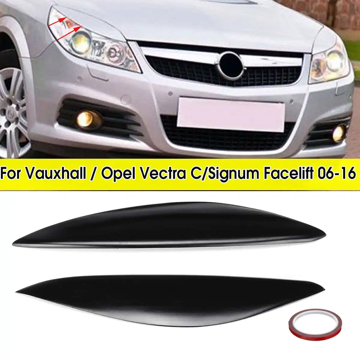 

2pcs Car Headlight Eyebrow Cover Trim Fiberglass Head Lamp Eyelid Sticker For Vauxhall/Opel Signum Vectra C Facelift 2006-2016