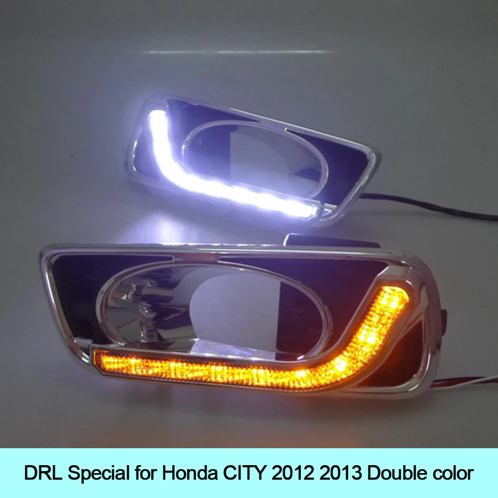 Car LED DRL Waterproof ABS Super bright 12V LED Daytime Running Light for Honda City 2012 2013 with signal light Car LED DRL Waterproof ABS Super bright 12V LED Daytime Running Light for Honda City 2012 2013 with signal light
