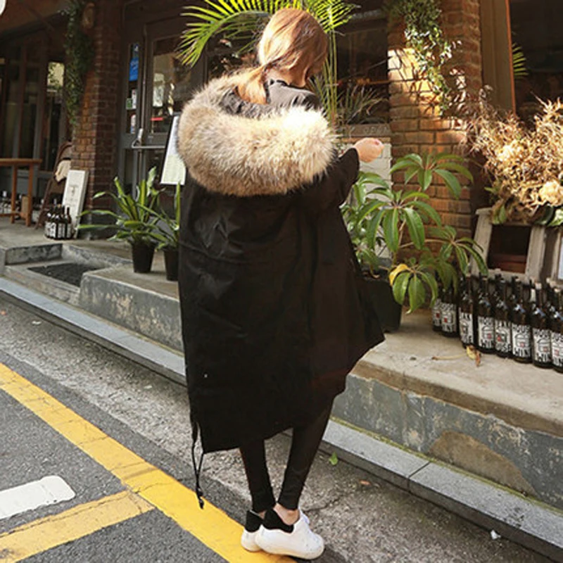 

abrigos mujer invierno 2019 winter jacket women Long Hooded Large Fur Cotton Coat Female Warm Overcoat casaco feminino LJ108