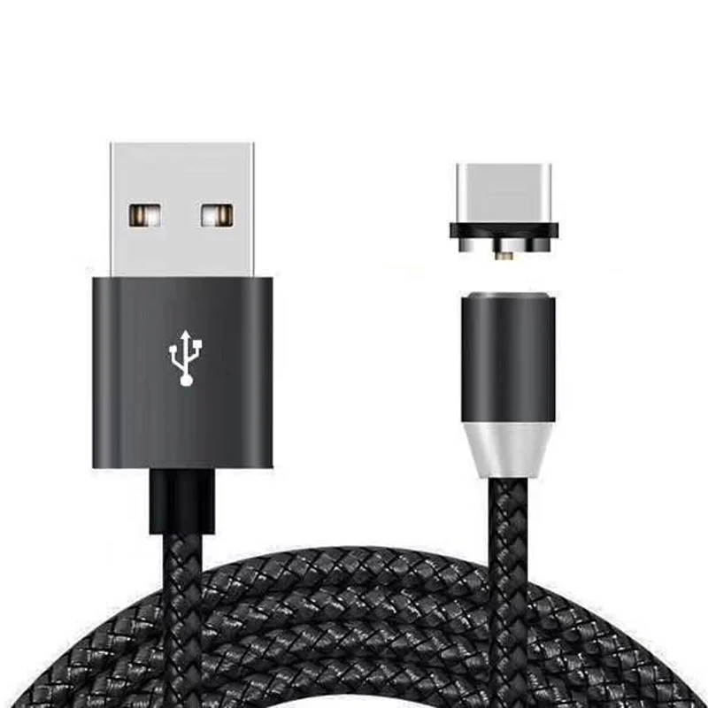 1 м светодиодный магнитный кабель для быстрой зарядки для iPhone 11 XR XS MAX X 8 7 6S Plus Micro usb type-C Магнитный USB кабель для зарядки телефона - Тип штекера: Black