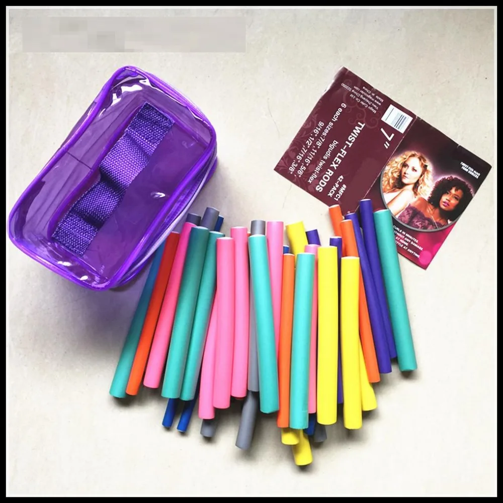 42PCS Twist flex Rods Hair Curling Rods Magic Air Hair Roller Curler