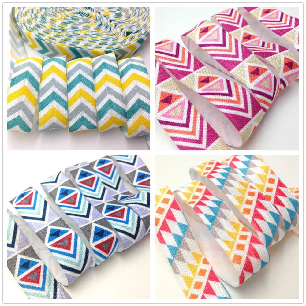 

5 Yards 5/8 inch Aztec Geometric print Fold over elastic Stretchy FOE girls' hair tie accessories DIY handmade webbing headband