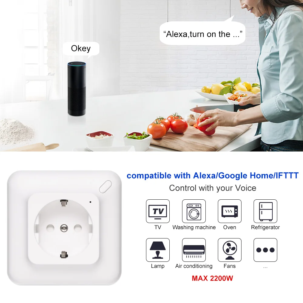 

Smart Socket Embedded Wi-Fi Plug Timer Set EU Plug WIFI Smart Socket Power Outlet Panel