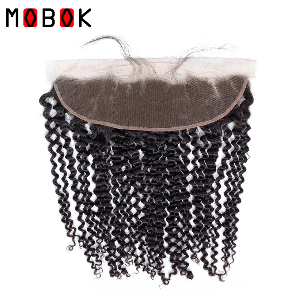 

MOBOK Mongolian Kinky Curly 13*4 Lace Frontal Free/Middle/Three Part Swiss Lace Frontal Natural Color Remy Human Hair