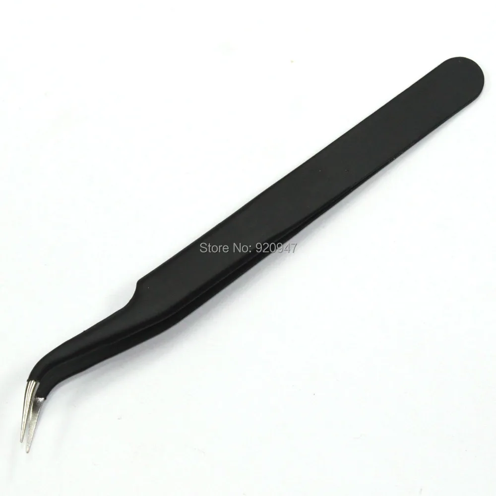 

NAIL ART EYELASH CURVED STAINLESS STEEL TWEEZERS NIPPERS CLIP POINTED TOOL BLACK