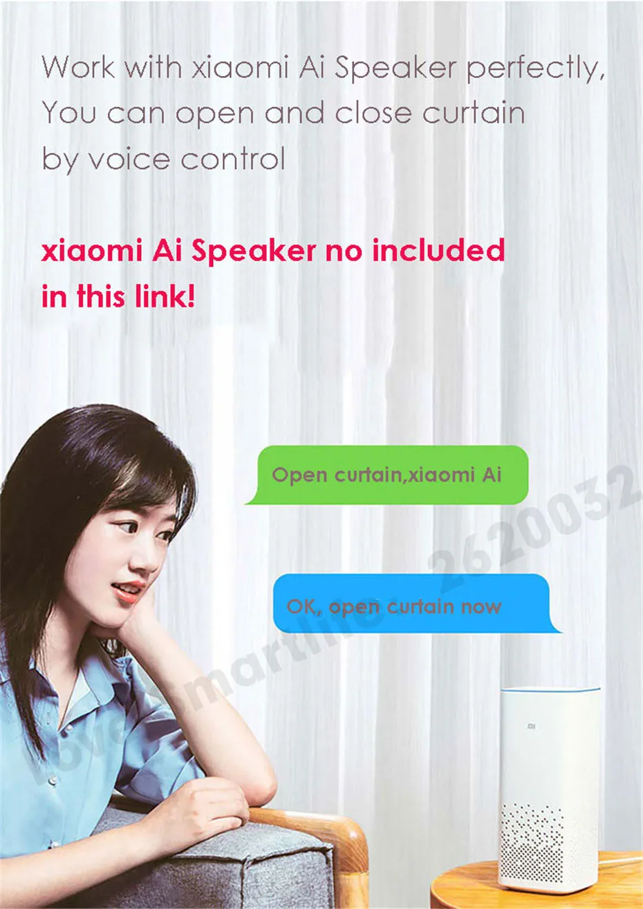 Eruiklink CM82TN Smart wifi Remote Curtain Motor,Mi-Home App RF433 control+Voice Control via Xiaomi Ai Speaker,work with xiaomi Mijia device,no need xiaomi gateway -8