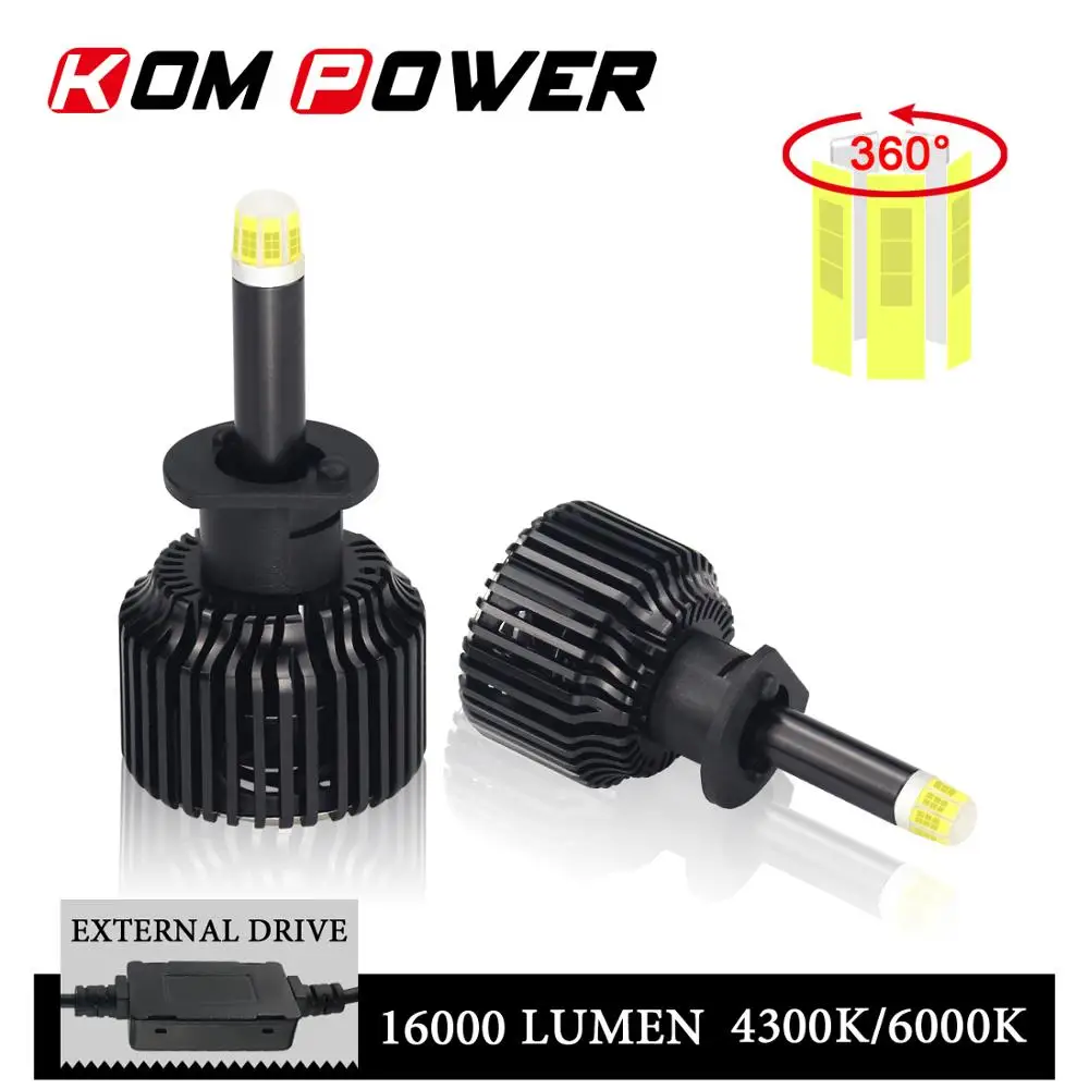 

KOM POWER Auto Lamp Led Headlights H1 Led Bulb Kit 360 Degree Full Light H7 H8 H9 H11 LED Car Light 4300K 6000K 16000LM