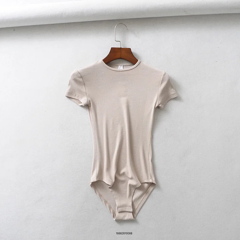 Beige Fatika, хит, одноцветные женские боди, повседневные Комбинезоны, универсальные, облегающие, короткий рукав, Модный комбинезон для женщин - Цвет: Beige