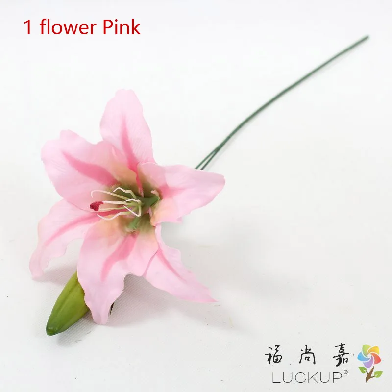 1 шт. красивые длинные с длинным стволом искусственные лилии ткани шелковые цветы для дома Свадебные украшения подарок F459 - Цвет: 1 flower Pink