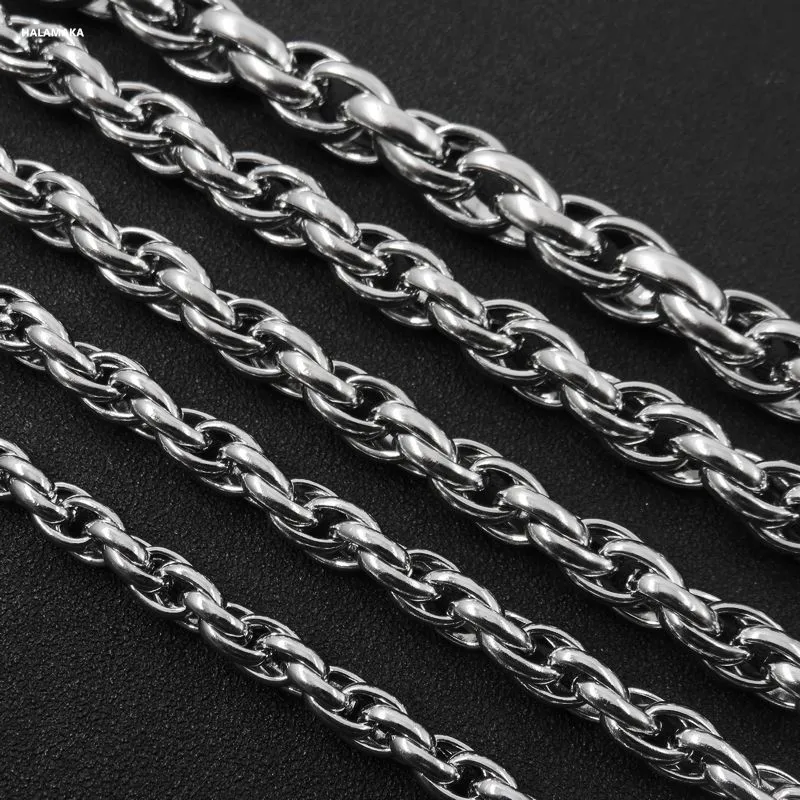 6mm 7mm 8mm 9mm 11mm Silver Tone Stainless Steel Rope Chains Necklace