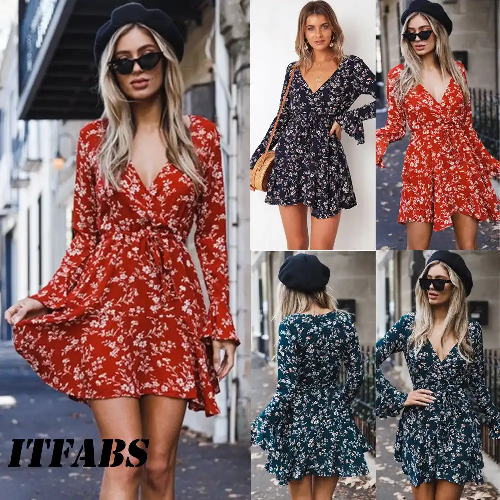 women's long sleeve floral dress