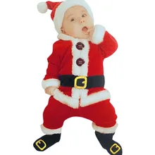 Счастливого Рождества 4 шт./компл. одежда для малышей Одежда для маленьких детей топики с Сантой+ штаны+ головной убор+ носки, комплект, костюм унисекс Мягкий хлопок BFOF