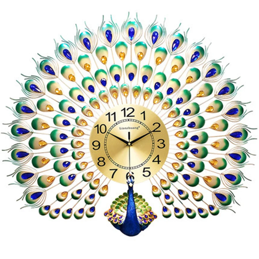 

Peacock Modern Wall Clock Living Room Creative Metal Digital Wall Clock Decor Reloj Home Decoration Accessories Modern 50C0038