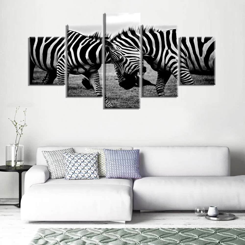 Black-and-White-Gray-Zebras-African-Wildlife-Wall-Art-Modern-Canvas-Prints-Art-Home-Decor-for
