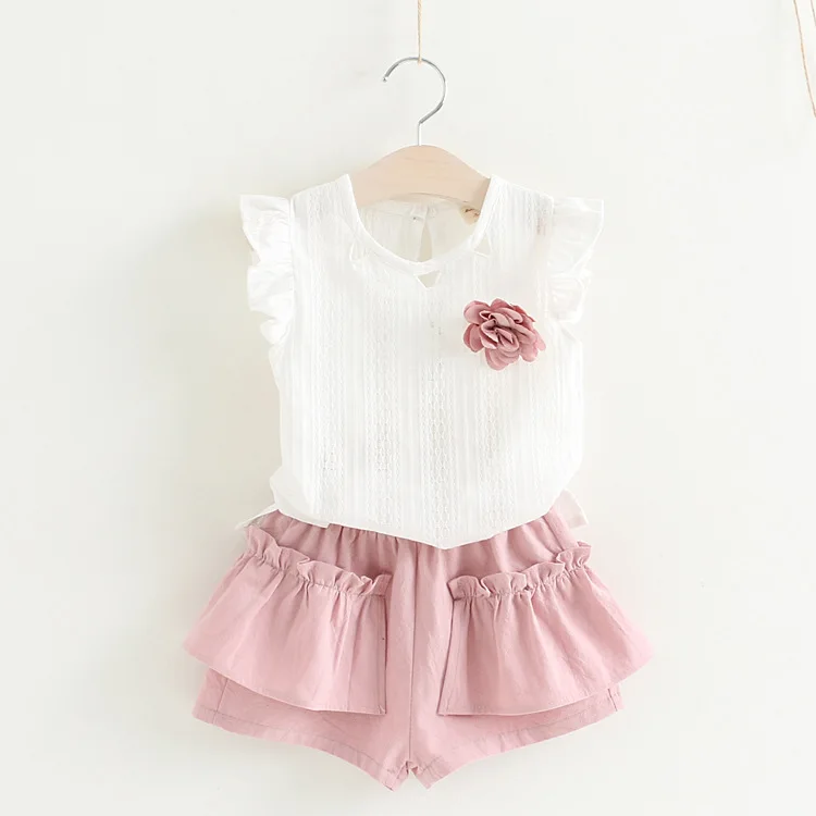 

Summer children's suit sets the daughter of the Korean version of the sleeve flying sleeve T+ two short sleeved shorts1526223243