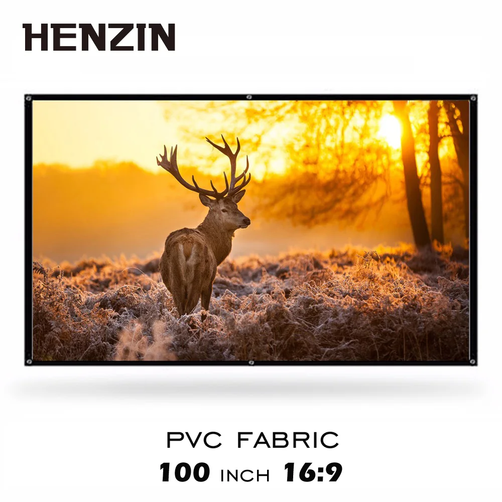 

100 inch 16:9 Simple Wrap Fabric Rolled Up Projection Screen 100" 16:9 HD Portable Projector Screen for Home Theater Meeting