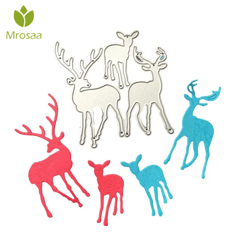 

Mrosaa Hot 3Pcs/set Christmas Deer Metal Cutting Dies Stencil DIY Scrapbooking Craft Album Paper Card Christmas decoration dies