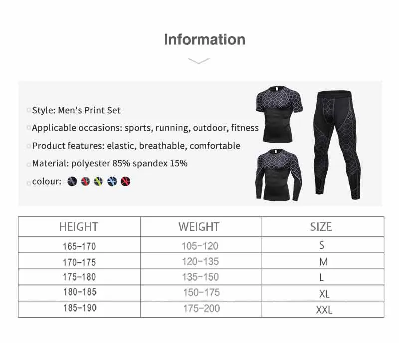 2018 быстросохнущая Фитнес Tight Jogger комплект для бега Мужской Бадминтон Футбол тренажерный зал спортивный костюм для мужчин баскетбол Черный