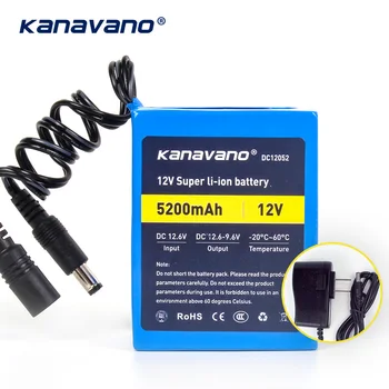 

Kanavano 12v BMS 5200mAh lithium ion battery 18650 Lithium Li-ion Rechargeable battery Pack and 12.6V 1A Charger+Free shopping