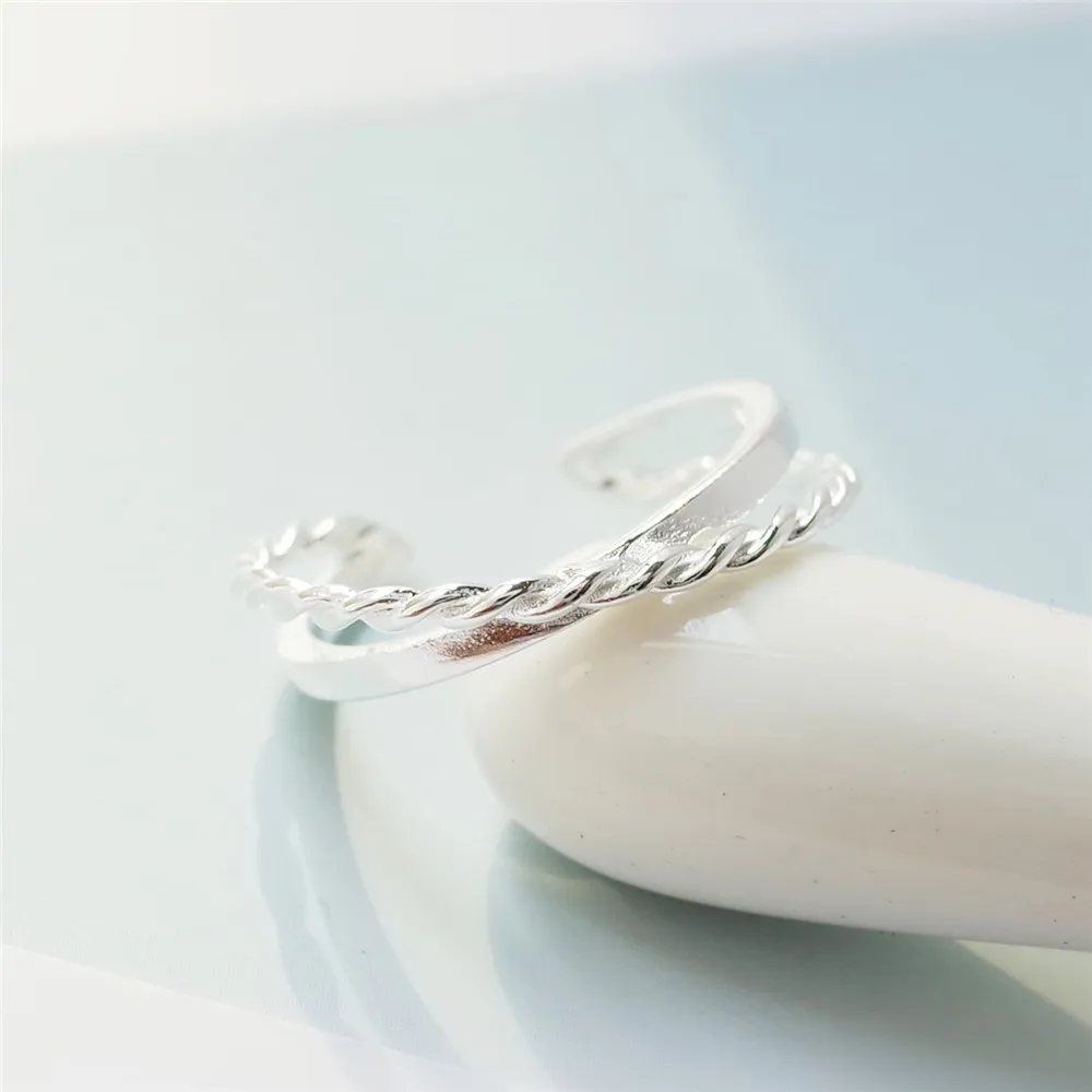 simple weave open ring 100% Sterling 925 silver Jewelry Vintage Adjustable rings for women girl gift