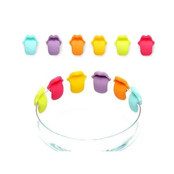 

Tongue Party Dedicated Suction Cup Wine Glass Silicone Label Rubber Wine Glasses Recognizer Marker 30pcs/lot DEC357