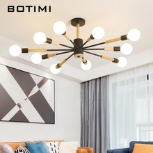 BOTIMI дизайнерский светодиодный светильник для гостиной, белый блеск, лампы для спальни, черные люстры, деревянные подвесные светильники для столовой, lightitng