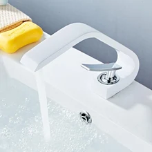 Luksusowe baterie umywalkowe nowoczesny biały mosiądz chromowany umywalka do łazienki kran pojedynczy uchwyt otwór toaleta wanna bateria z mieszaczem żuraw LY6112W