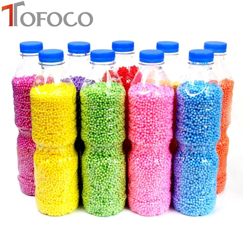 TOFOCO 500ml/Bottle DIY Snow Mud Particles Accessories Slime Balls Small Tiny Foam Beads For Floam Filler For DIY Supplies 2-4mm