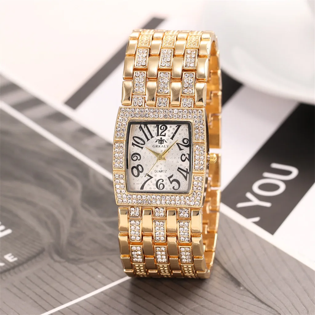 

reloj mujer marcas famosas de lujo 2019 Ladies Metal Quartz Stainless Belt Square Dial With Diamond Women Watches relojes de muj