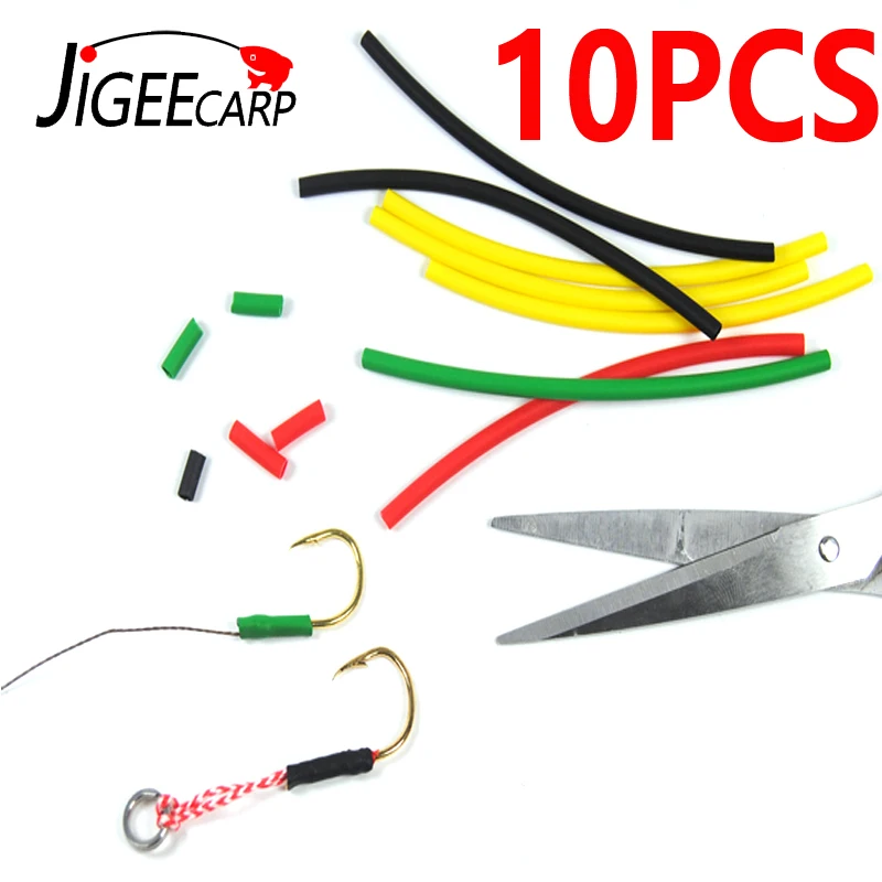 

JIGEECARP 10pcs Rig Making Heat Shrink Tube Carp Fishing Rig Shrink Tube Hook Shank Hair Terminal Rig Accessories Fishing Tackle