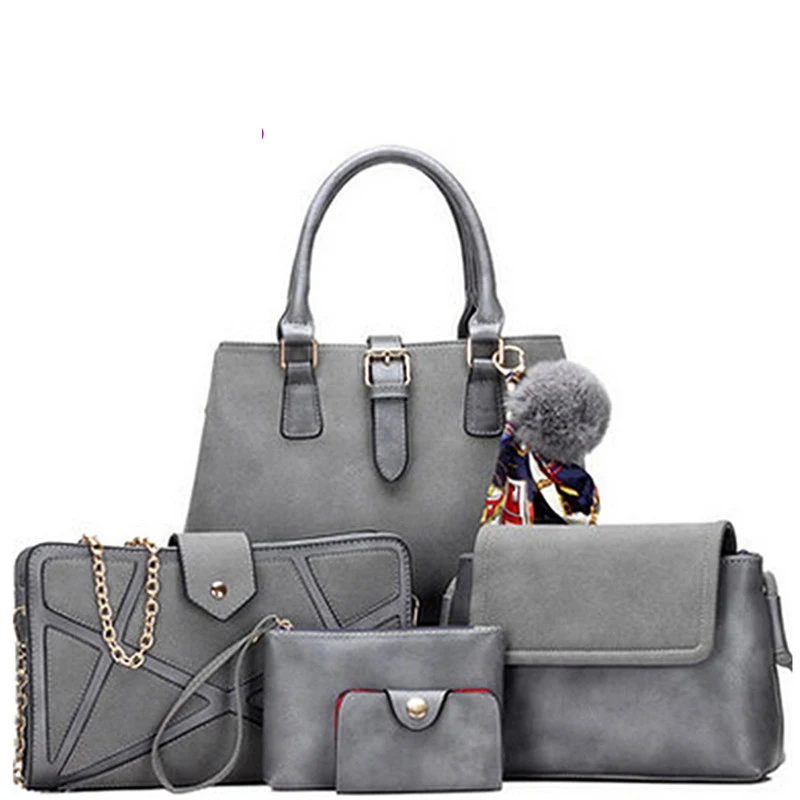 

Luxury PU Leather Handbag 5 Pcs Composite Bags Set Female Shoulder Crossbody Messenger Women Bag Purse Clutch Wallet