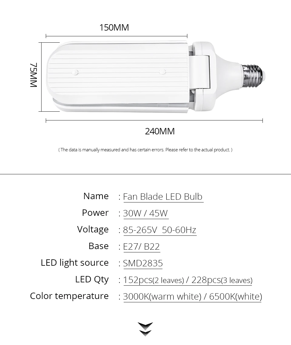 EeeToo Modern Ceiling Pendant Lamps Fan Blade LED Bulb 30W 45W Pendant Light Industrial E27B22 LED Light Bulb for Bedroom Home (18)
