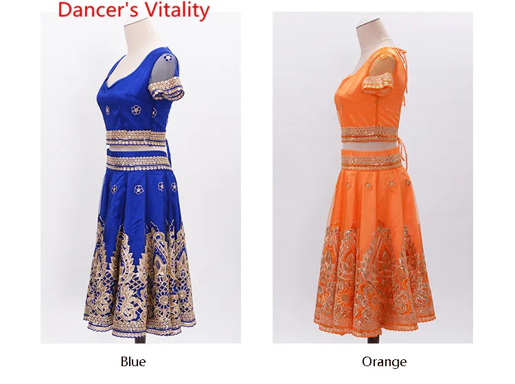 Женский восточный индийский танец живота большой подол блесток Топ вышитая юбка набор этнический стиль танец представление костюм