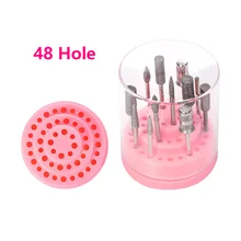 1 компл. 48 отверстий Розовый ногтей сверло s подставка держатель Дисплей ногтей сверло Box Организатор Контейнер маникюр инструмент сверло коробка