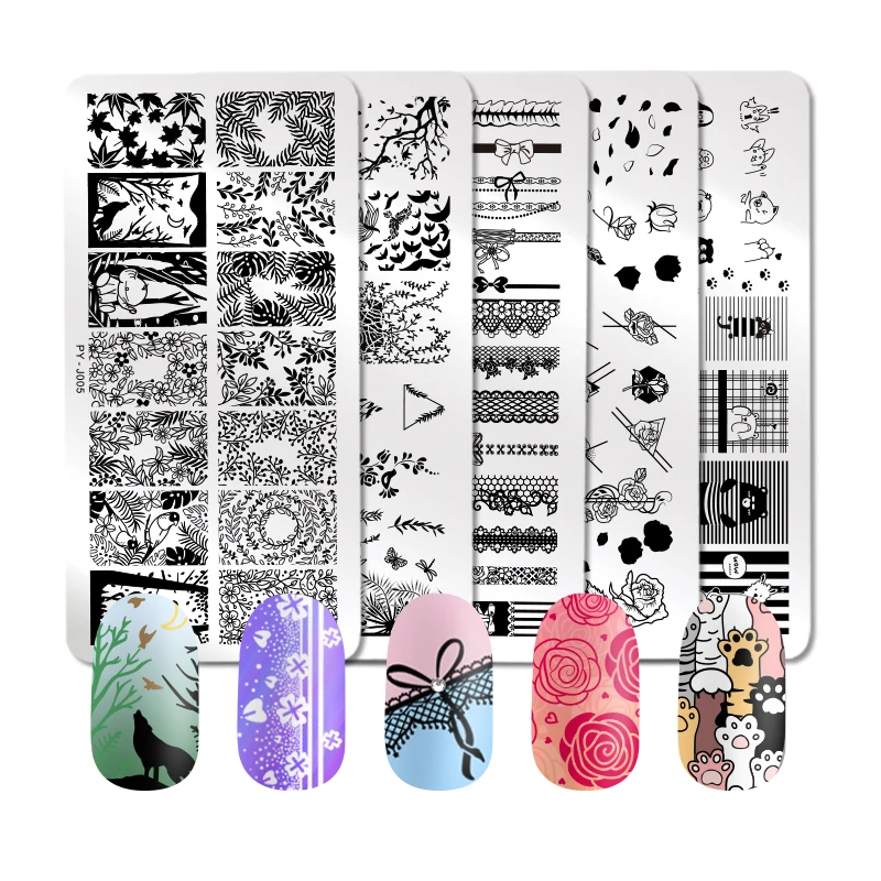 PICT YOU ногтей штамповки пластины Геометрические Цветочные растения естественными узорами, дизайн ногтей штампы шаблоны квадратные прямоугольные изображения пластины