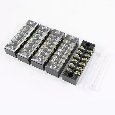 15 pcs Screw Terminal Block Connector 5way/pin Pitch 6.35mm Barrier Type Black Color DC29B 