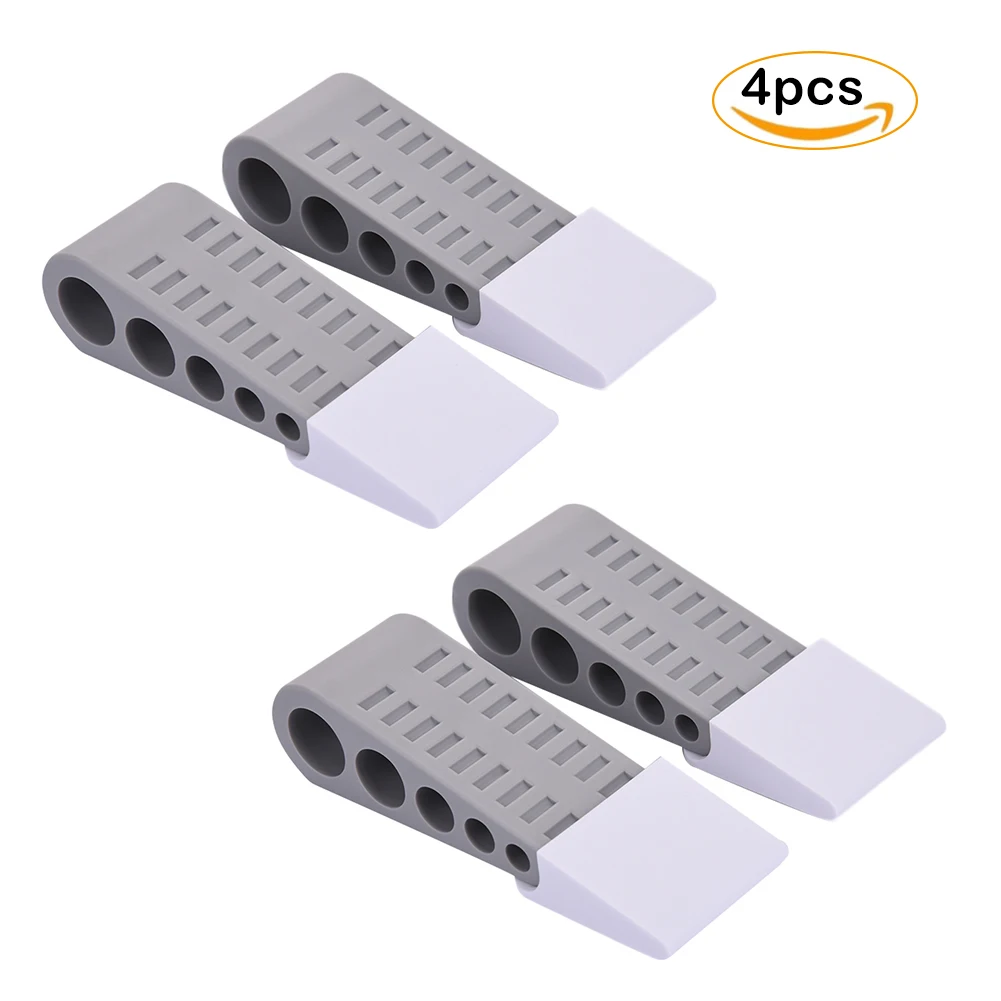 

4Pcs Wedge Shaped Rubber Door Stops Non-Slip Gray Rubber Door Buffers for Office Home Floor Door Stopper Baby Safety Protector