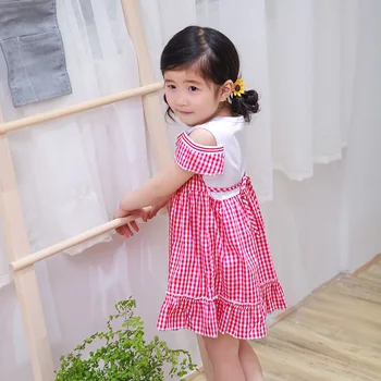 

Baby Girl Clothes 2018 Summer Children Clothing Baby Dress Casual Plaid Dress for Girl Newborn Baby Girl Dress Bare Shoulder Top