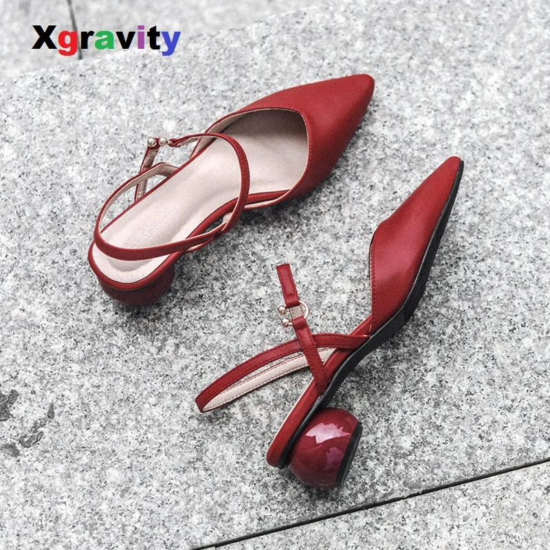 

XGRAVITY Fairy Design Shoes Abnormal Fashion Pointed Toe Sexy Dress Shoe Ladies Mules Women High Heel Strange Heel Pumps B058