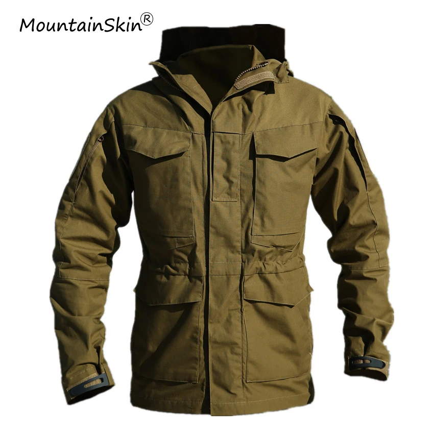 

Mountainskin Men's Military Tactical Windbreaker Fashion Hooded Lurker Coats Army Breathable Multi-Pocket Brand Jacket LA642