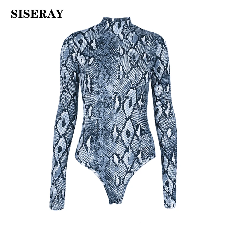 

Autumn Winter Turtleneck Bodysuit Top Ladies Leotard Combishort Wild Snake Print Body Overalls Womens Sexy Wrap Body Suit Femme